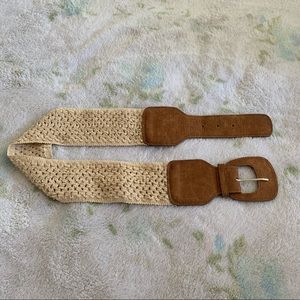 Faux leather and beige belt